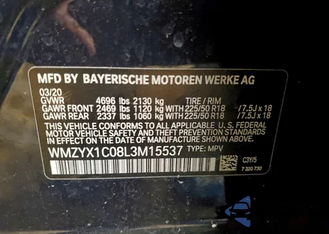 2020 Mini Cooper S Countryman All4 z USA, uszkodzony, nr VIN WMZYX1C08L3M15537